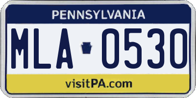PA license plate MLA0530