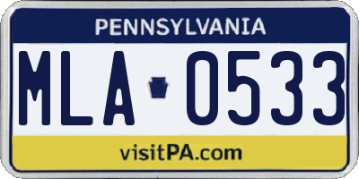 PA license plate MLA0533