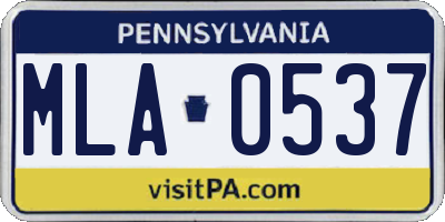 PA license plate MLA0537