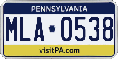 PA license plate MLA0538
