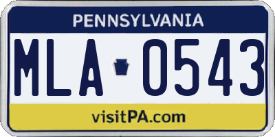 PA license plate MLA0543