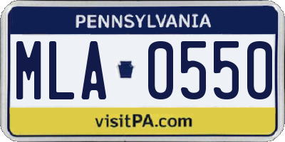 PA license plate MLA0550