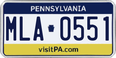 PA license plate MLA0551