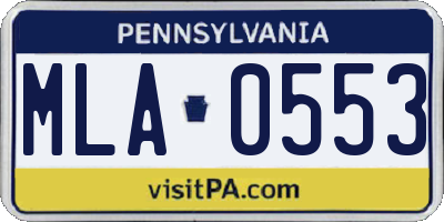 PA license plate MLA0553