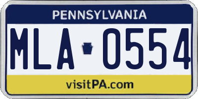 PA license plate MLA0554