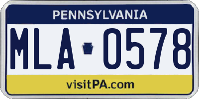 PA license plate MLA0578