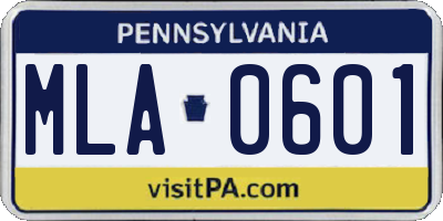 PA license plate MLA0601