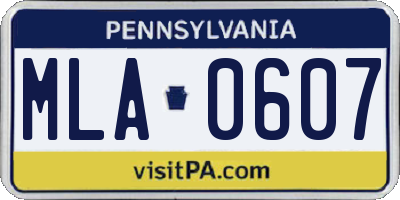 PA license plate MLA0607