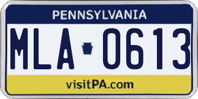 PA license plate MLA0613
