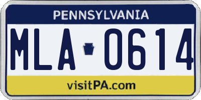 PA license plate MLA0614