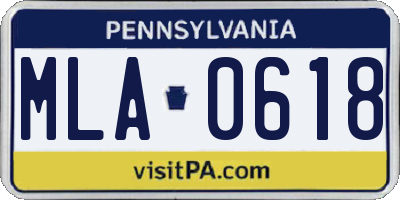 PA license plate MLA0618