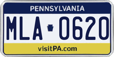 PA license plate MLA0620