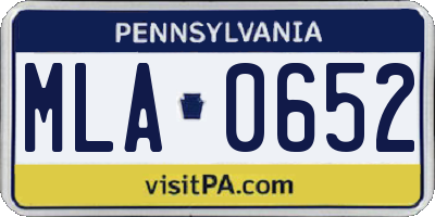 PA license plate MLA0652