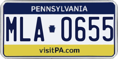 PA license plate MLA0655