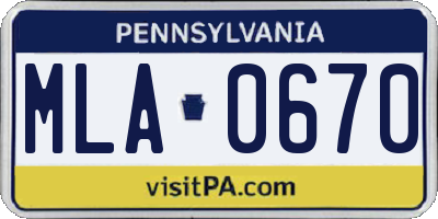 PA license plate MLA0670