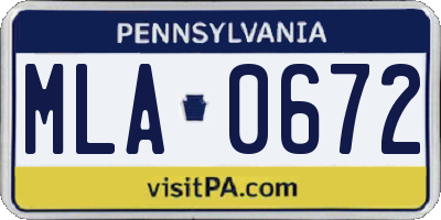 PA license plate MLA0672