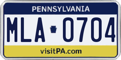 PA license plate MLA0704