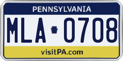 PA license plate MLA0708