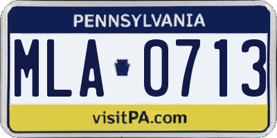 PA license plate MLA0713