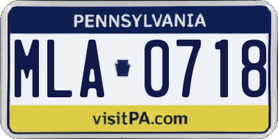PA license plate MLA0718