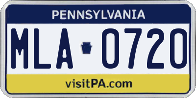 PA license plate MLA0720