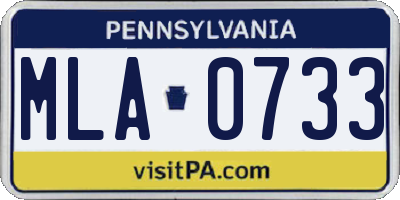PA license plate MLA0733
