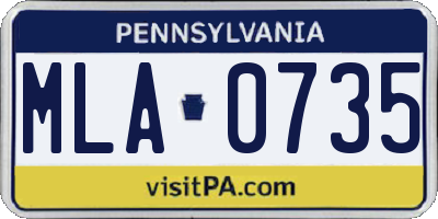 PA license plate MLA0735