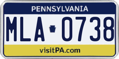 PA license plate MLA0738