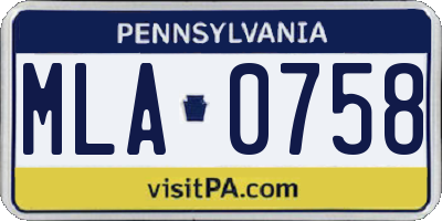 PA license plate MLA0758
