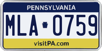 PA license plate MLA0759