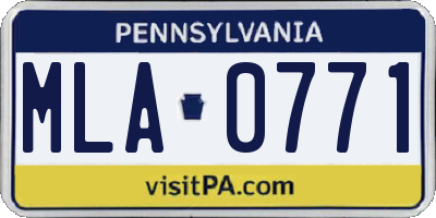 PA license plate MLA0771