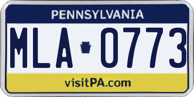 PA license plate MLA0773