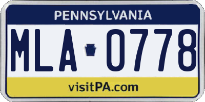PA license plate MLA0778