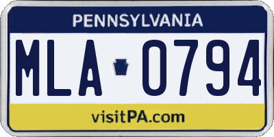 PA license plate MLA0794