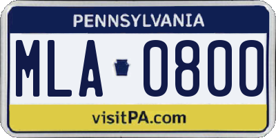PA license plate MLA0800