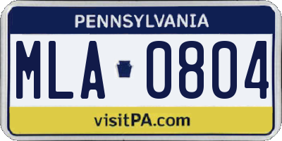 PA license plate MLA0804