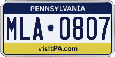 PA license plate MLA0807