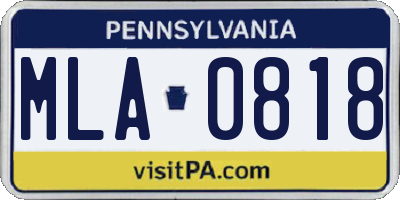 PA license plate MLA0818