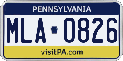 PA license plate MLA0826