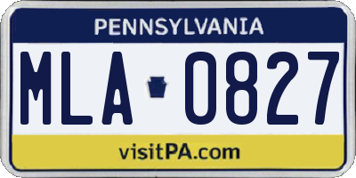 PA license plate MLA0827