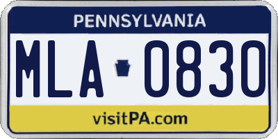 PA license plate MLA0830