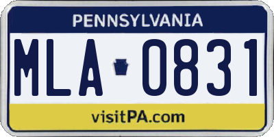 PA license plate MLA0831