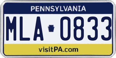 PA license plate MLA0833
