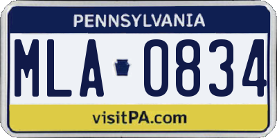 PA license plate MLA0834