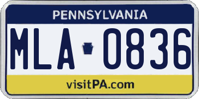 PA license plate MLA0836
