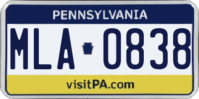 PA license plate MLA0838