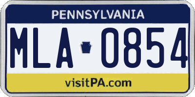 PA license plate MLA0854