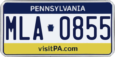 PA license plate MLA0855