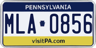 PA license plate MLA0856