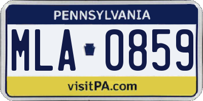 PA license plate MLA0859